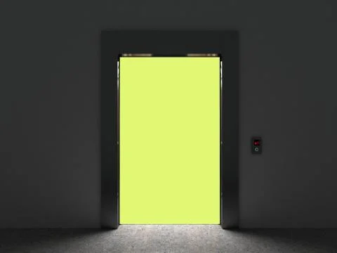 Realistic open Empty Elevator with Half Open Door 3d render Stock Illustration