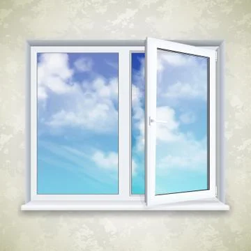 Realistic open plastic window Stock Illustration