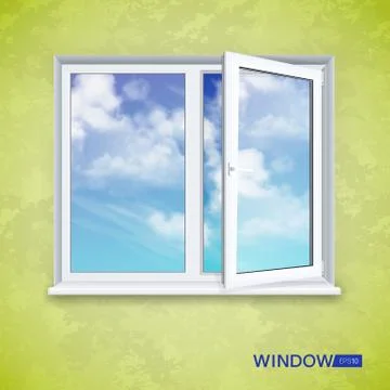 Realistic open plastic window Illustrazione stock