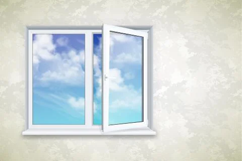 Realistic open plastic window Stock Illustration