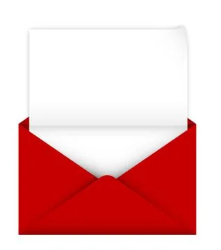 Realistic open red envelope with a sheet of paper inside Stock Illustration