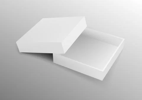 Realistic Open White Box Mockup On White Background Branding Template Stock Illustration