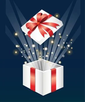 Realistic opened surprise gift box Stock Illustration