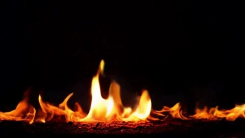 Realistic orange flame on black background.  Stock Footage 281496875