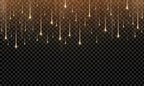 Realistic orange starfall isolated on transparent background. Stars, glitter, Stock Illustration