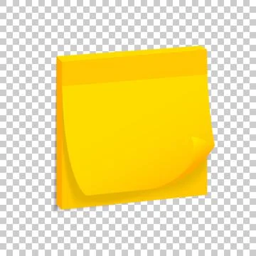 Realistic orange sticky note isolated on transparent background. Vector illus Stock Illustration