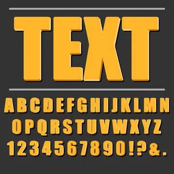 Realistic orange text on a black background with volume letters and shadow. Stock Illustration