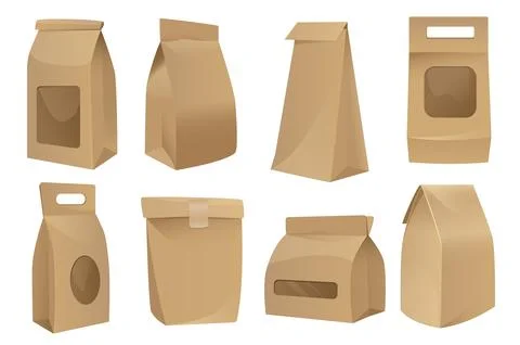 Realistic Packages Vector Set Stock Illustration