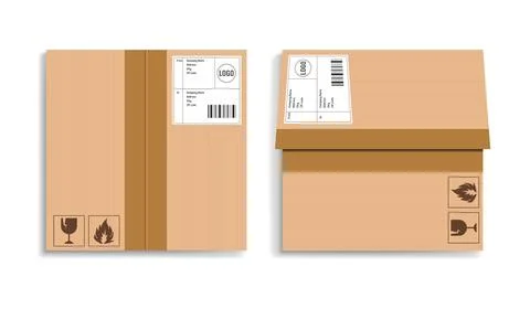 Realistic packaging cardboard box Stock Illustration