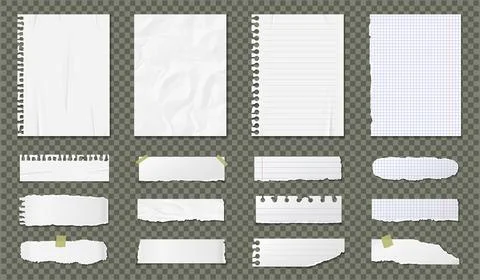 Realistic paper blank sheets set isolated on transparent background Stock Illustration