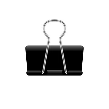 Realistic of paper clips. Vector black binder clips, paper holder, office Illustrazione stock