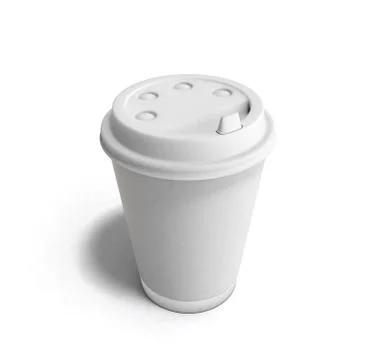 Realistic paper coffee cup 3d illustration on white イラスト素材