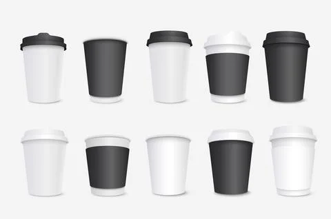Realistic Paper Coffee Cups Stock Illustration