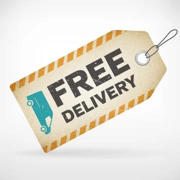 Realistic paper free delivery vector label. isolated from background. layered Stockillustratie