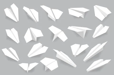 Realistic Paper Planes Vector Set Stock Illustration
