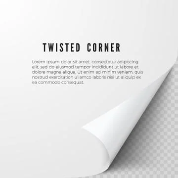 Realistic paper sheet with folded corner. Paper sheet with shadows on transpa Stock Illustration