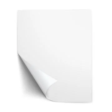 Realistic paper sheet with folded corner. Paper sheet with shadows on white b Stock Illustration