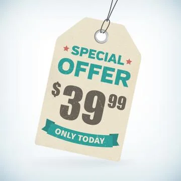 Realistic paper special offer vector price tag. isolated from background. lay Ilustração Stock