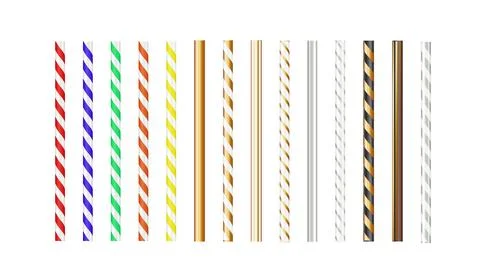 Realistic paper straw mock up template on isolated white background. Flexible Stock Illustration