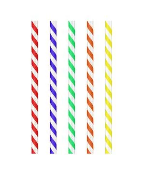 Realistic paper straw mock up template on isolated white background. Flexible Stock Illustration