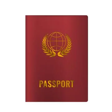 Realistic Passport mock up. Vector illustration. Red color. Stock Illustration
