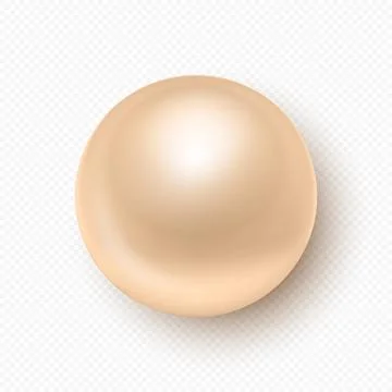 Realistic Pearl, 3d Vector Illustration. Golden Pearl Bead with Shadow. Beige Illustrazione stock