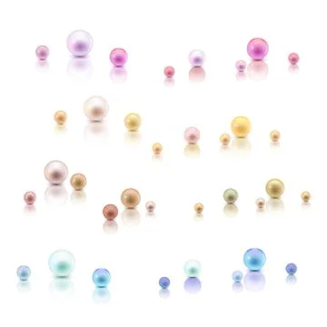 Realistic pearls set Stock Illustration