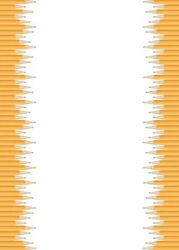 Realistic pencils border. Drawing crayons in a line Stock Illustration