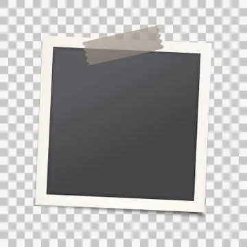 Realistic photo frame with shadow on transparent isolated background, Empty Stock Illustration