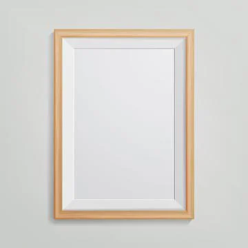 Realistic Photo Frame Vector. 3d Empty Wood Blank Picture Frame, Hanging On Ilustración de archivo