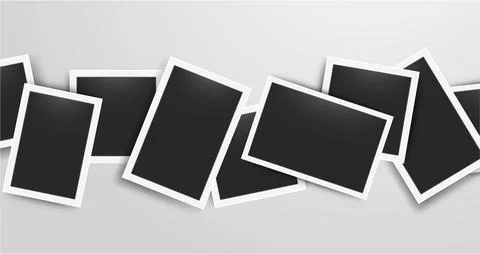 Realistic photo frames collage. Vector retro postcard template. 3D blank album Illustrazione stock