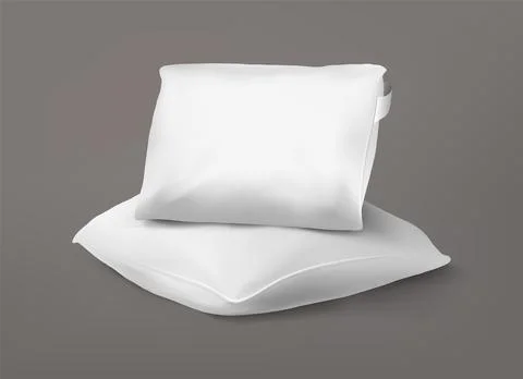 Realistic pillow. Cushions stack for bedroom, comfortable sleep advertising i 스톡 일러스트
