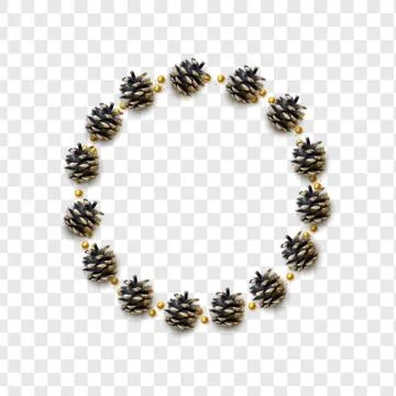 Realistic pine cones isolated on a transparent background. vector illustration. Illustrazione stock