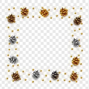 Realistic pine cones isolated on a transparent background. vector illustration. Illustrazione stock