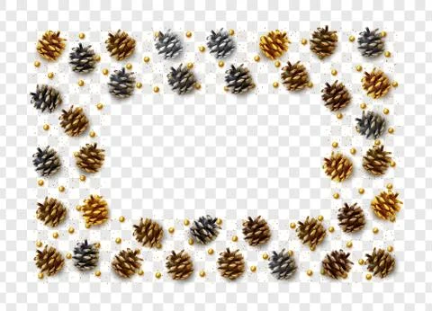 Realistic pine cones isolated on a transparent background. vector illustratio Stock Illustration