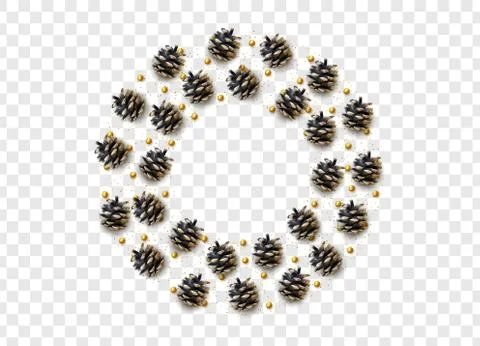 Realistic pine cones isolated on a transparent background. vector illustratio Stock Illustration