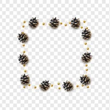 Realistic pine cones isolated on a transparent background. vector illustratio Stock Illustration