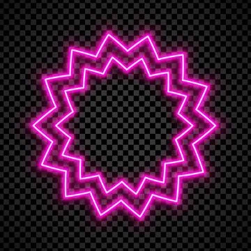 Realistic pink flowe led neon tube frame isolated on transparent background. Stock Illustration