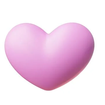Realistic pink heart shape 3D plastic style vector icon, Valentines Day sign Stock Illustration