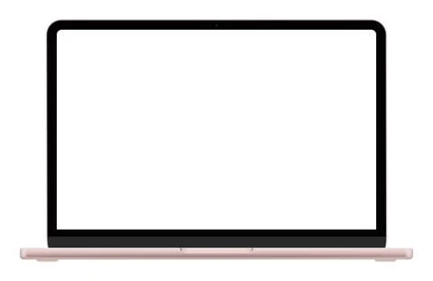 Realistic pink laptop empty screen frame overlay mockup. Mobile PC display Illustrazione stock