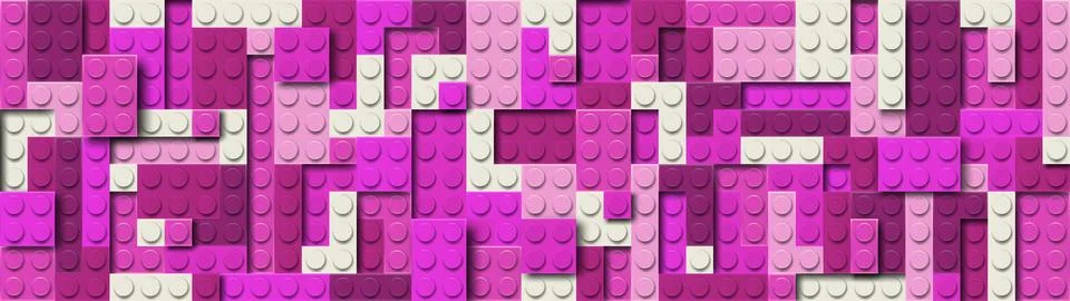 Realistic pink plastic constructor background with shadows. Play and build Stock Illustration