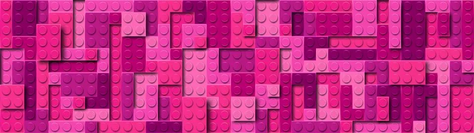 Realistic pink plastic constructor background with shadows. Play and build Stock Illustration