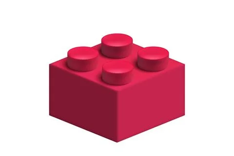 Realistic pink plastic constructor part 2x2 isolated on transparent background. Stock Illustration