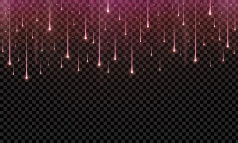 Realistic pink starfall isolated on transparent background. Stars, glitter, Stock Illustration