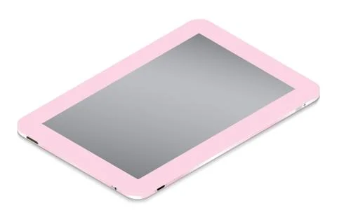 Realistic pink tablet in isometry isolated on a light background. Stock Illustration