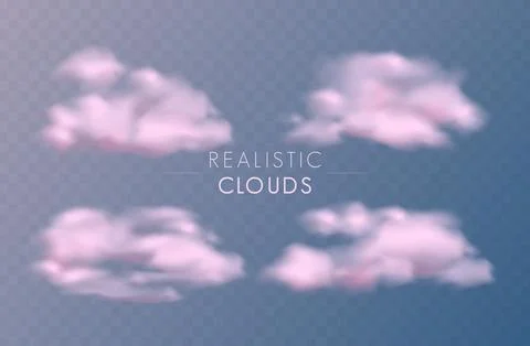 Realistic pink transparent sky clouds Stock Illustration
