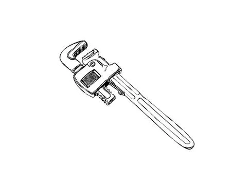 Realistic pipe wrench vector, isolated on white background. Stock Illustration