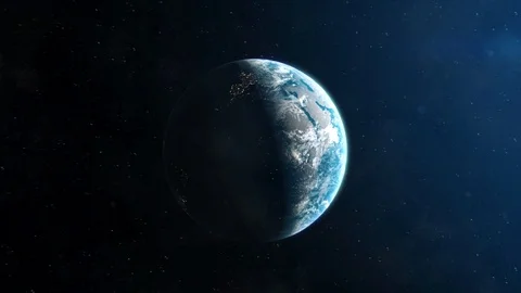 Realistic Planet Earth From Orbit Establishing Shot Stock Footage 125797891