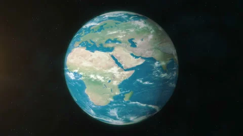 Realistic planet Earth rotating in deep space. Stock Footage 87785131