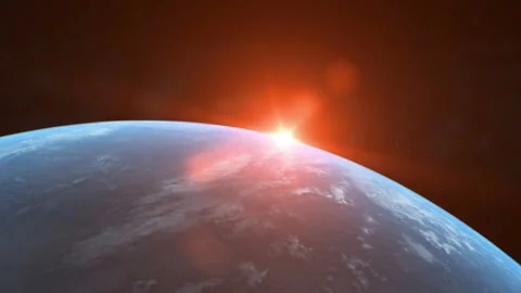 Realistic planet Earth rotating in deep space. 3d digital background. Stock Footage 101636586